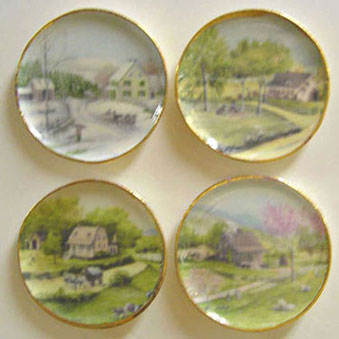 Dollhouse Miniature 4 Large Seasons Platters